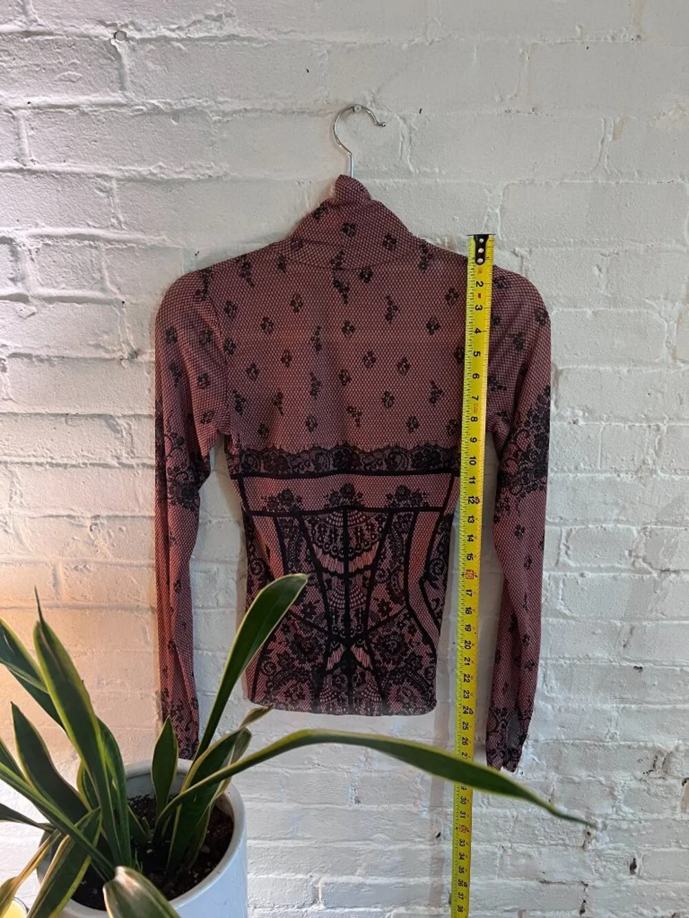 *NWOT* AFRM | Zadie Print Turtleneck Mesh Top In Noir Bustier (Size S/P) - Picture 7 of 9